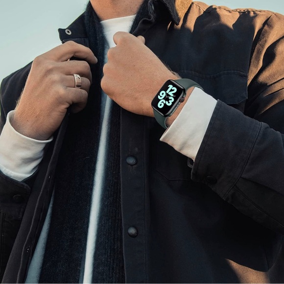 Silicone Apple Watch Bands 2 Pc Set Navy Blue & Forest Green - Picture 4 of 7